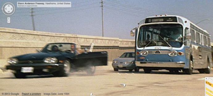 městský autobus linka 2525, herečka Sandra Bullock, film Nebezpečná rychlost, r. 1994