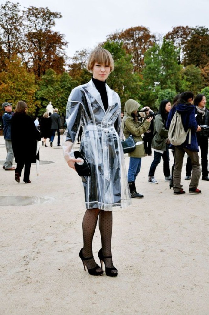Průsvitný kabát podle street style hvězd