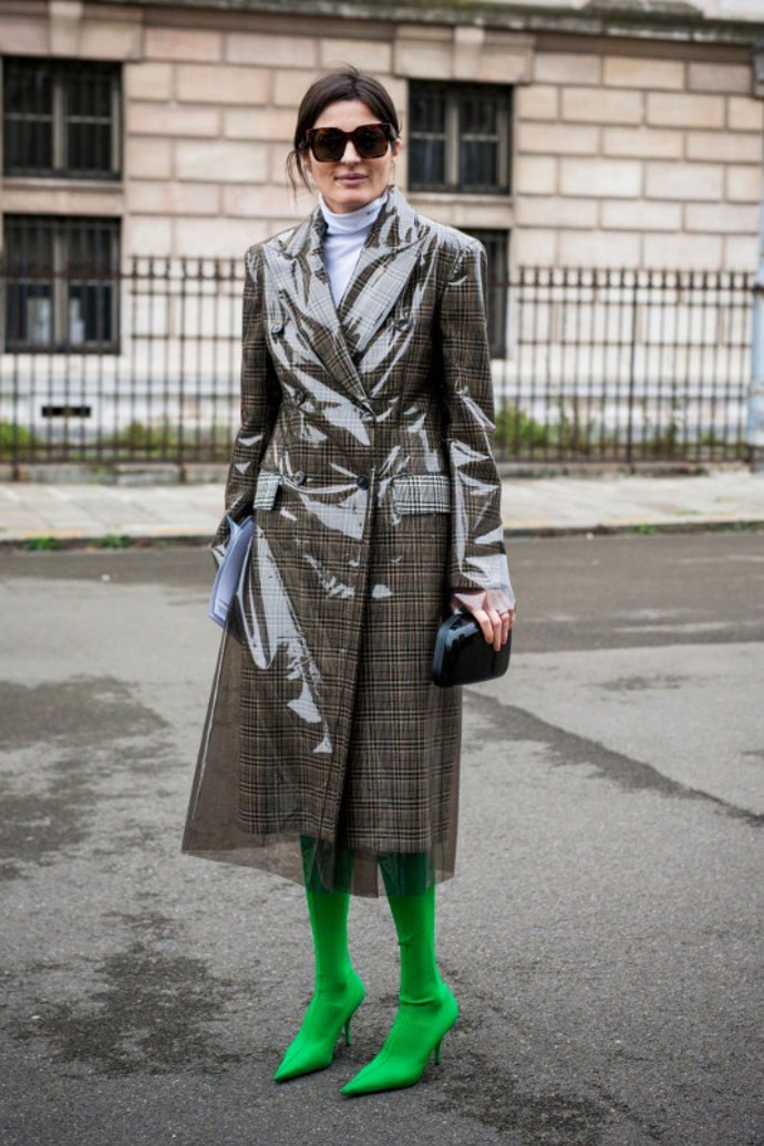 Průsvitný kabát podle street style hvězd