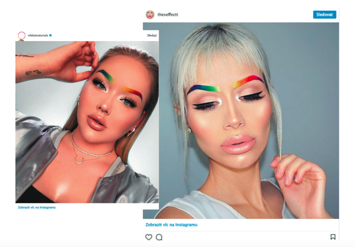 Duhové obočí

Do podvědomí se nám trend duhového obočí dostal hlavně díky slavné beauty blogerce Nikkie, která spustila lavinu duhové krásy na počest svého mladšího zesnulého bratra. "Miloval barvy a byl ohromně pyšný na mou práci. Barevné obočí může někomu připadat jako hloupost, ale chci jím zvednout náladu a přinést trochu duhy do života všem těm, kteří to potřebují.
