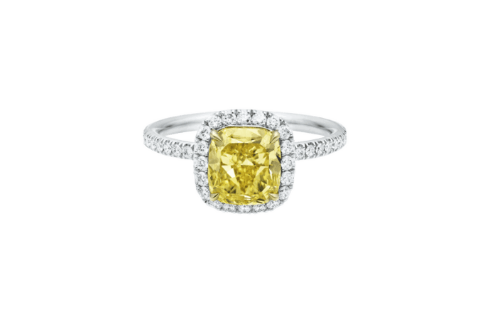 Harry Winston Cushion-cut Yellow Diamond Micropavé Ring
