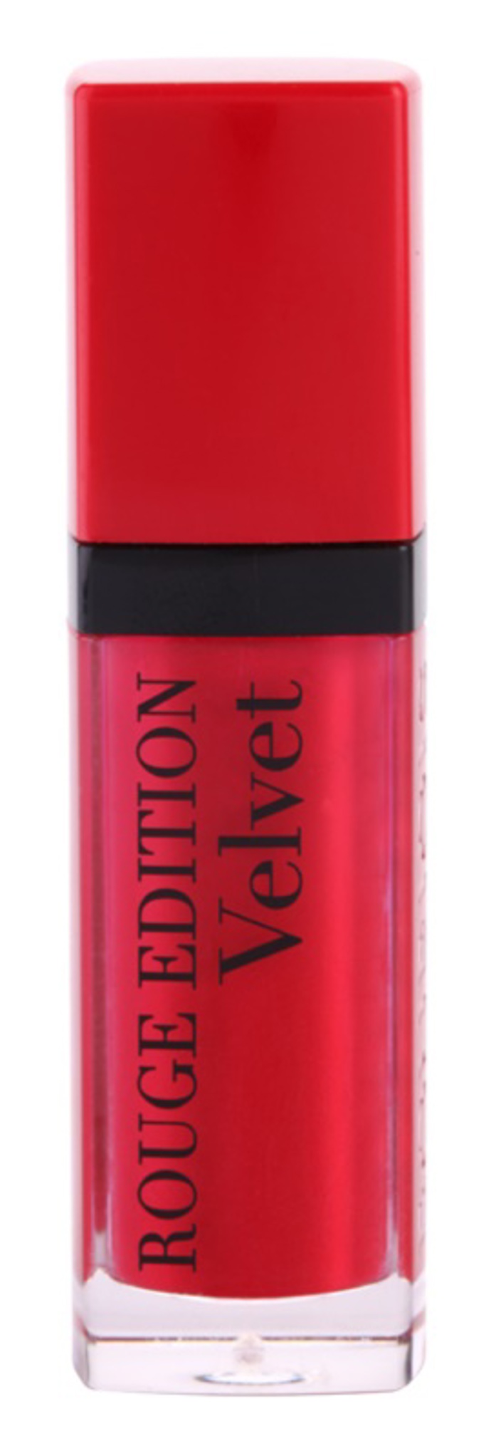 tekutá rtěnka s matným efektem, Bourjois Rouge Edition Velvet, odstín Frambourjoise, 168 Kč
