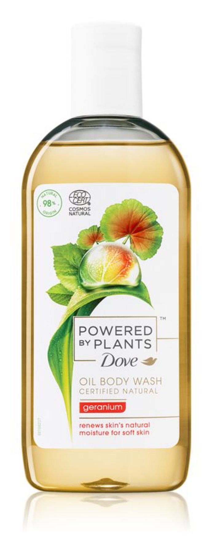 DOVE Powered by Plants Geranium pečující sprchový olej, 137 Kč.

