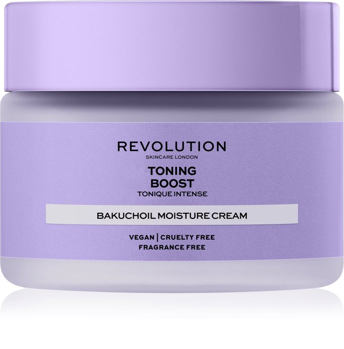Zklidňující hydratační krém, Boost Toning Bakuchiol, Revolution, 428 Kč
