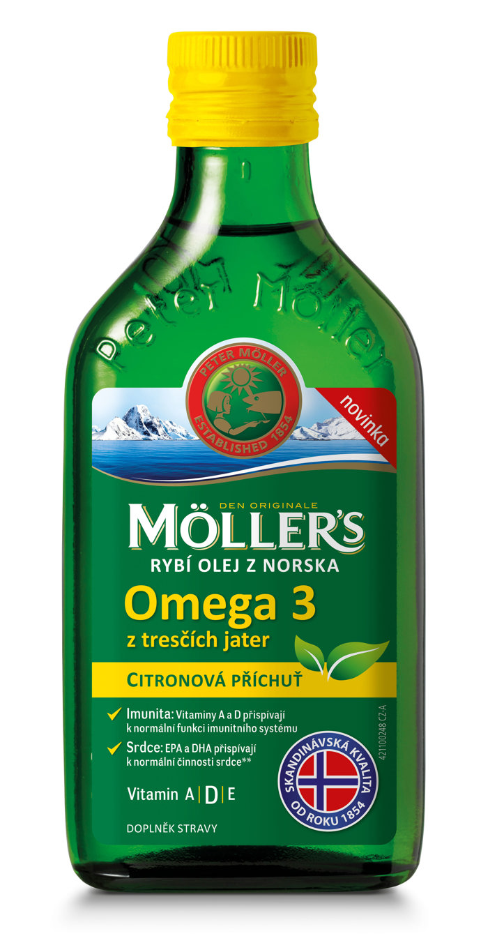 Rybí olej s citronovou příchutí, Möller’s, 259 Kč
