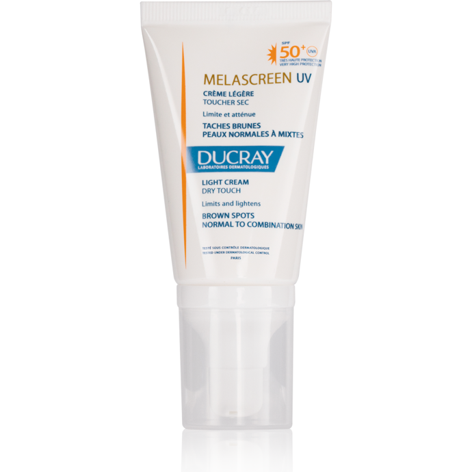 Ducray lehký krém Melascreen Spf50+ brání vzinku pigmentových skvrn, 369 Kč, nakoupíte na e-shopu Chytrá lékárna
