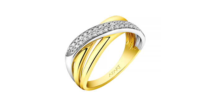Prsten ze žlutého a bílého zlata s briliantem
