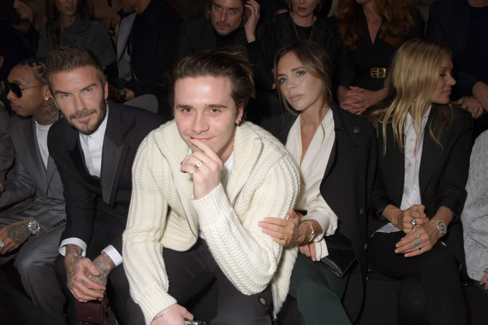 David Beckham, Brooklyn Beckham, Victoria Beckham a Kate Moss 

