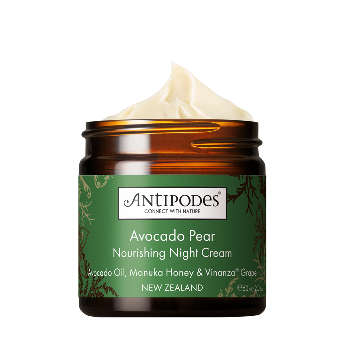 Avocado Pear Nourishing Night Cream. Mimořádně bohatý hydratační krém proti vráskám, který posiluje kolagen.  
