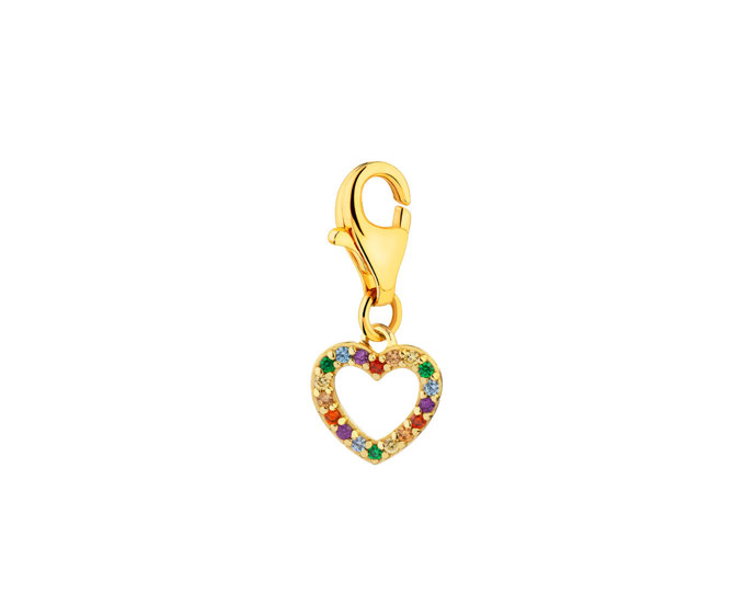 Pozlacený stříbrný přívěsek charms - srdce
