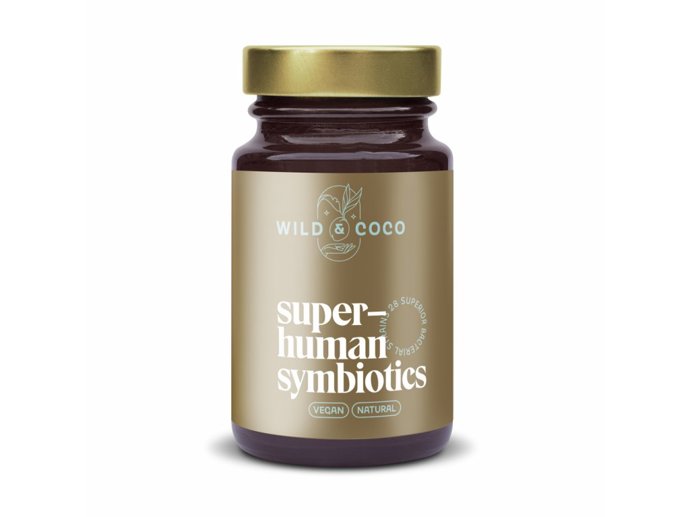 Superhuman Symbiotics, probiotika pro podporu střevního mikrobiomu, Wild & Coco, 369 Kč
