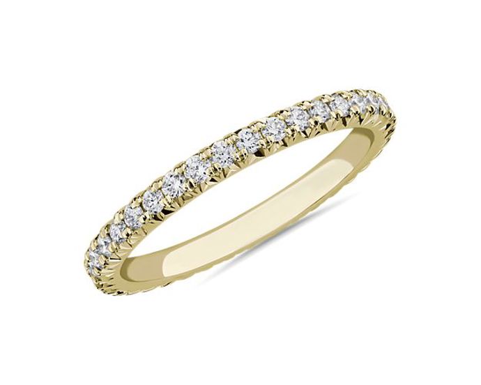 Blue Nile, French Pavé Diamond Eternity Ring In 14k Yellow Gold
