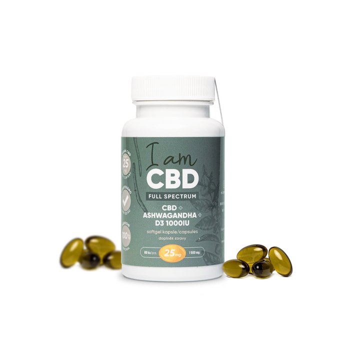 Full Spectrum CBD kapsle 1 500 mg, D3, Ashwagandha 60 ks, prodává Iamcbd

Ashwagandha je jeden z nejsilnějších a nejznámějších adaptogenů. Výrazně pomáhá ke snížení hladiny kortizolu – stresového hormonu. Díky tomu budete méně vnímat stres, úzkosti a může dojít i ke zmírnění syndromu adrenální únavy.
