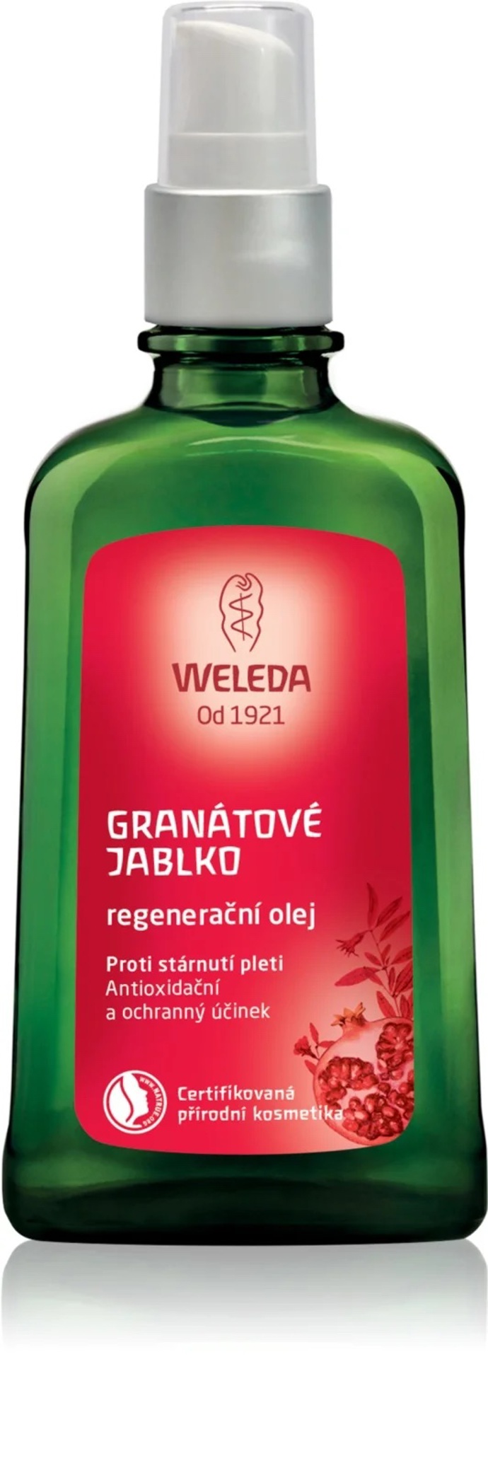 Pomegranate regenerační olej s antioxidačním účinkem, Weleda, 413 Kč, prodává Notino

Regenerační olej Weleda Granátové jablko je ideální pro každodenní péči o náročnou pleť, podporuje regeneraci a je vhodný pro suchou, stárnoucí a namáhanou pleť. Složení je obohacené o olej ze semen granátového jablka, který má antioxidační a regenerační účinky a přirozeně vypíná a vyhlazuje pokožku.
