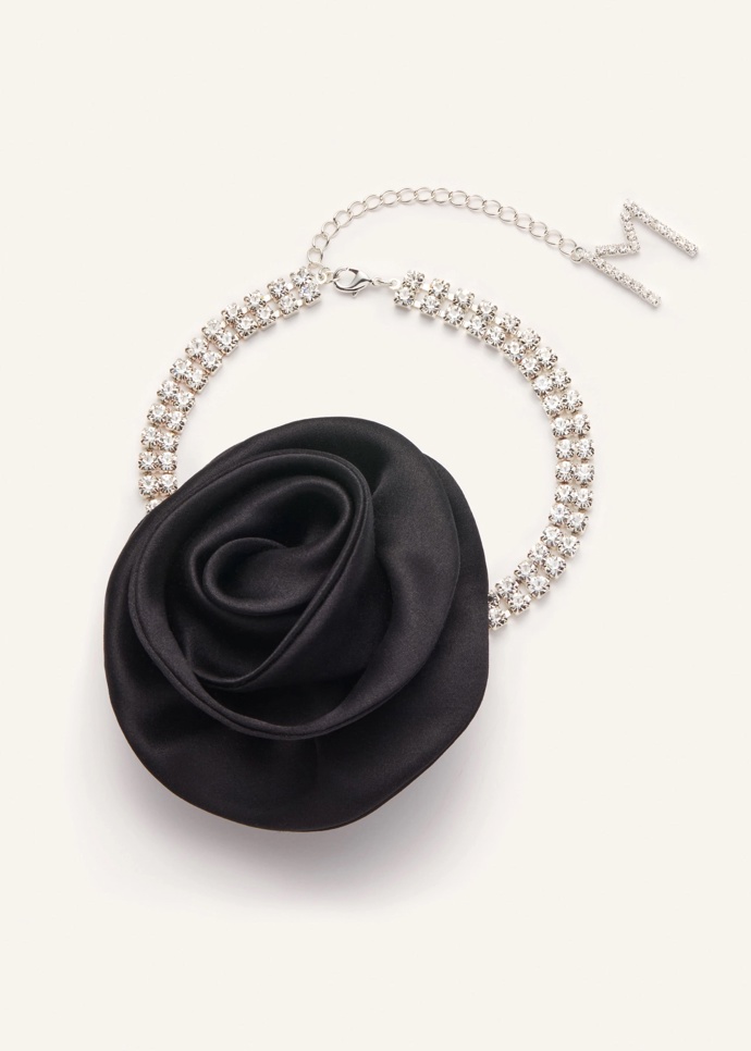  

Satin flower crystal choker necklace in black, Magda Butrym, 490 EUR
