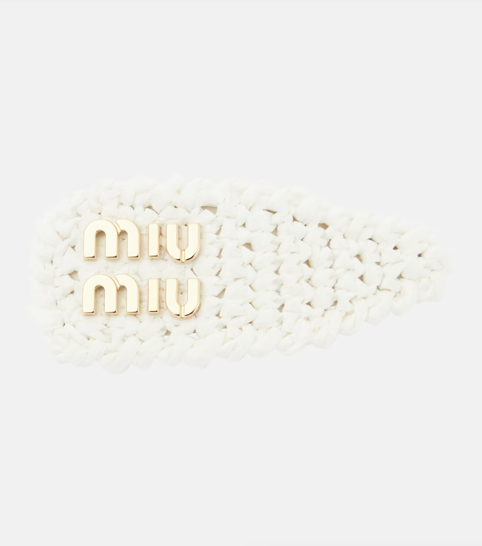  

Logo crochet hair clip, Miu Miu, 370 EUR, Mytheresa
