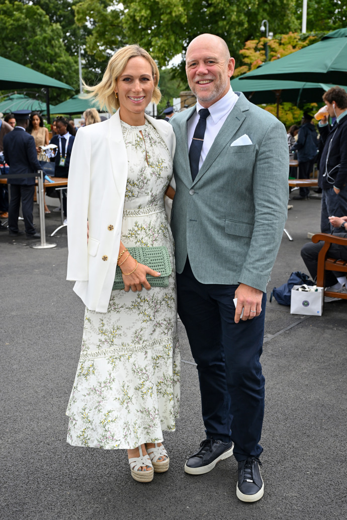 

Zara Tindall, dcera princezny Anne, s manželem Mikem Tindallem na Wimbledonu 2024
