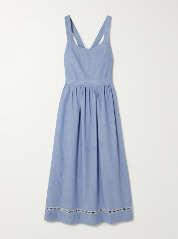 CHLOÉ Crochet-trimmed dress, Net-a-Porter, 37 808,- Kč
