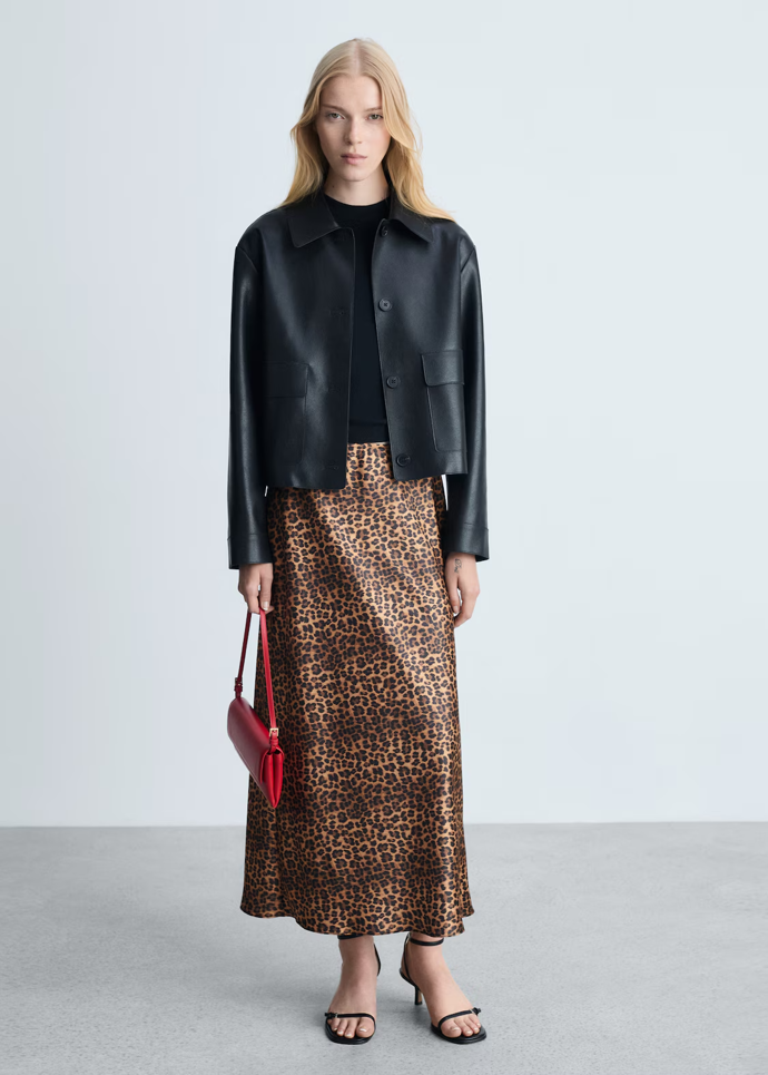 Saténová sukně s leopardím vzorem, Mango, 999 Kč