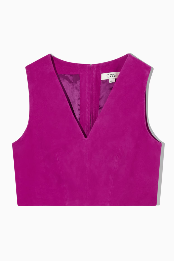 Semišový top s výstřihem do V, COS, 4 389 Kč