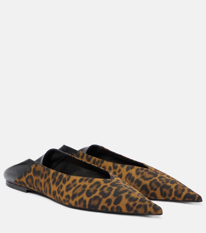 Saint Laurent, Nour leopard-print leather-trimmed mules, My Theresa, 795 eur