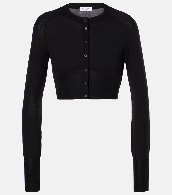 Cropped kardigan z vlněné směsi, Alaïa, prodává Net-a-porter, 38 766 Kč