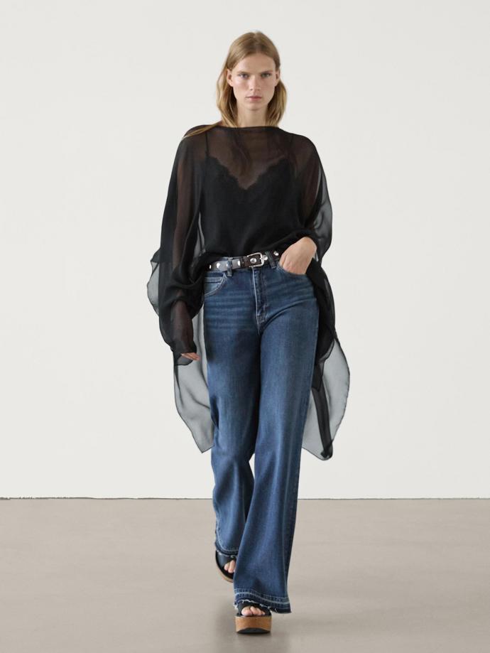 Poloprůhledná hedvábná pelerína, Massimo Duti, 2 399 Kč