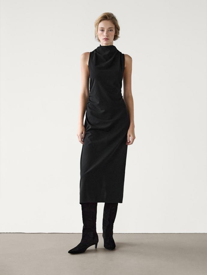 Asymetrické šaty s řasením, Massimo Duti, 2 999 Kč