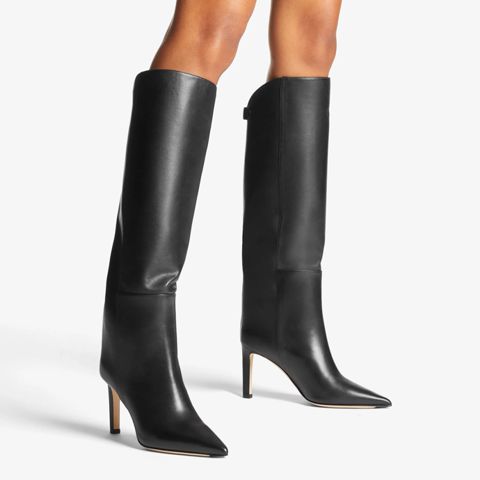 Černé vysoké kozačky z hladké kůže, Jimmy Choo, 35 360 Kč