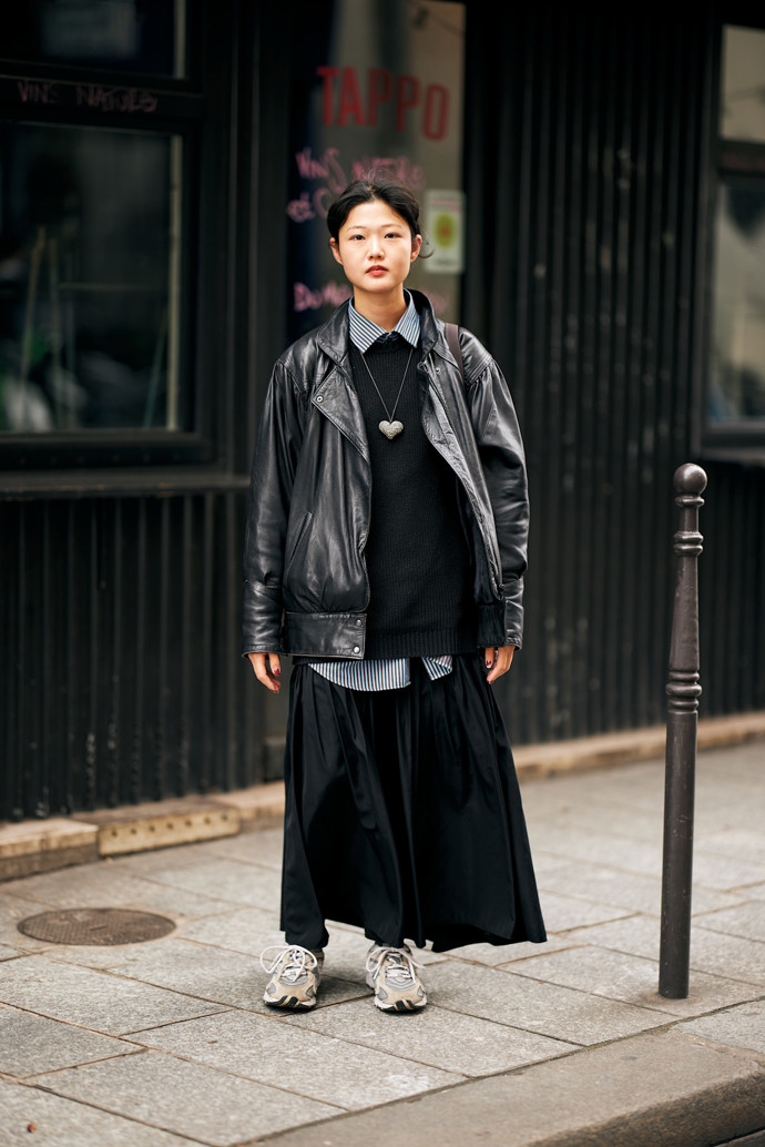 Áčková sukně, streetstyle