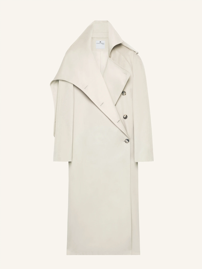 Dlouhý asymetrický trench coat, Courrèges, 45 256 Kč