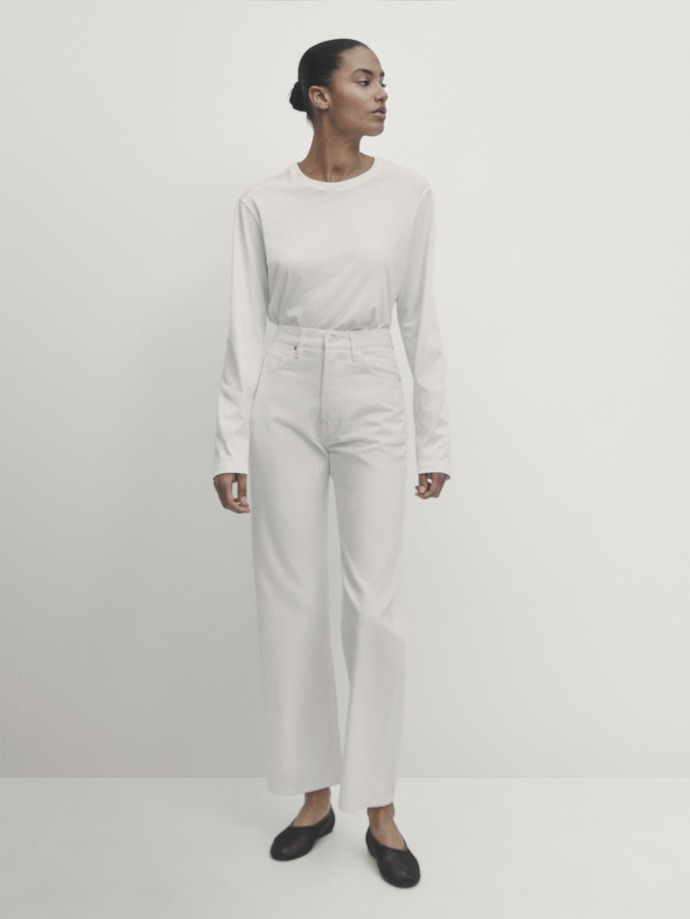 Džíny rovného střihu s vysokým pasem, Massimo Dutti, 1599 Kč