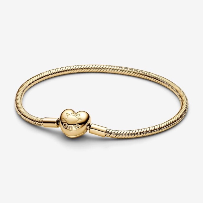  Moments Heart Clasp Snake Chain Bracelet, Pandora, 200 usd