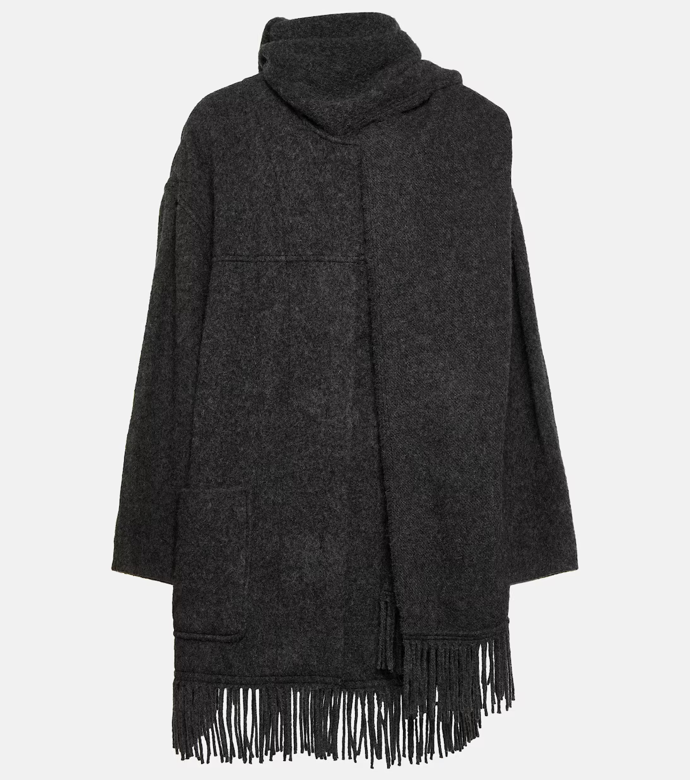  Vlněný scarf coat, Marant Etoile, 10 317 Kč, prodává MyTheresa