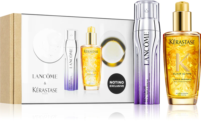  Dárková sada pleťového séra Lancôme Rénergie H.C.F. Triple a suchý olej Kérastase Elixir Ultime L'huile Originale, prodává Notino, 3 703 Kč