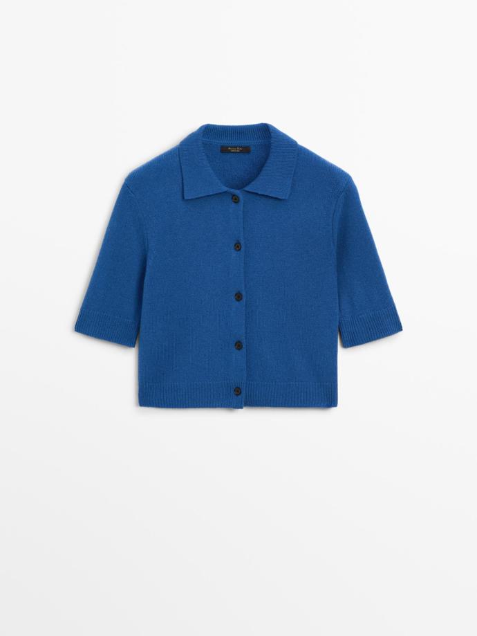 Úpletový kardigan s krátkým rukávem, Massimo Dutti, 1 999 Kč