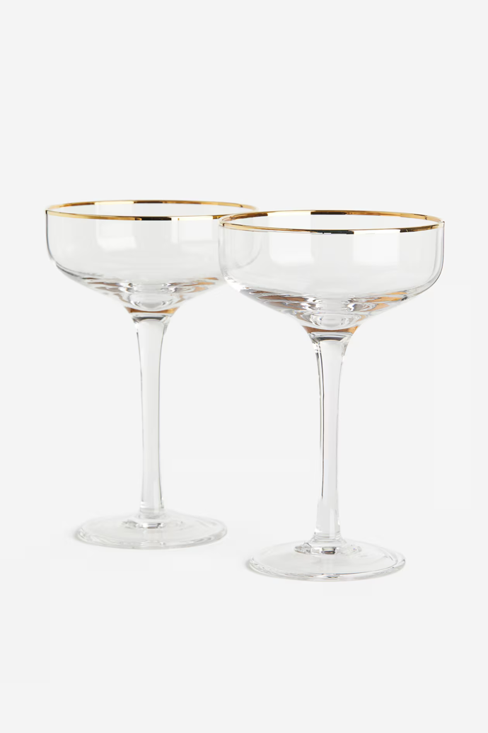Sklenice na šampaňské, H&M Home, 309 Kč / 2ks 