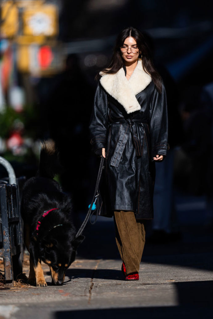 Emily Ratajkowski, inspirace, shearling kabát