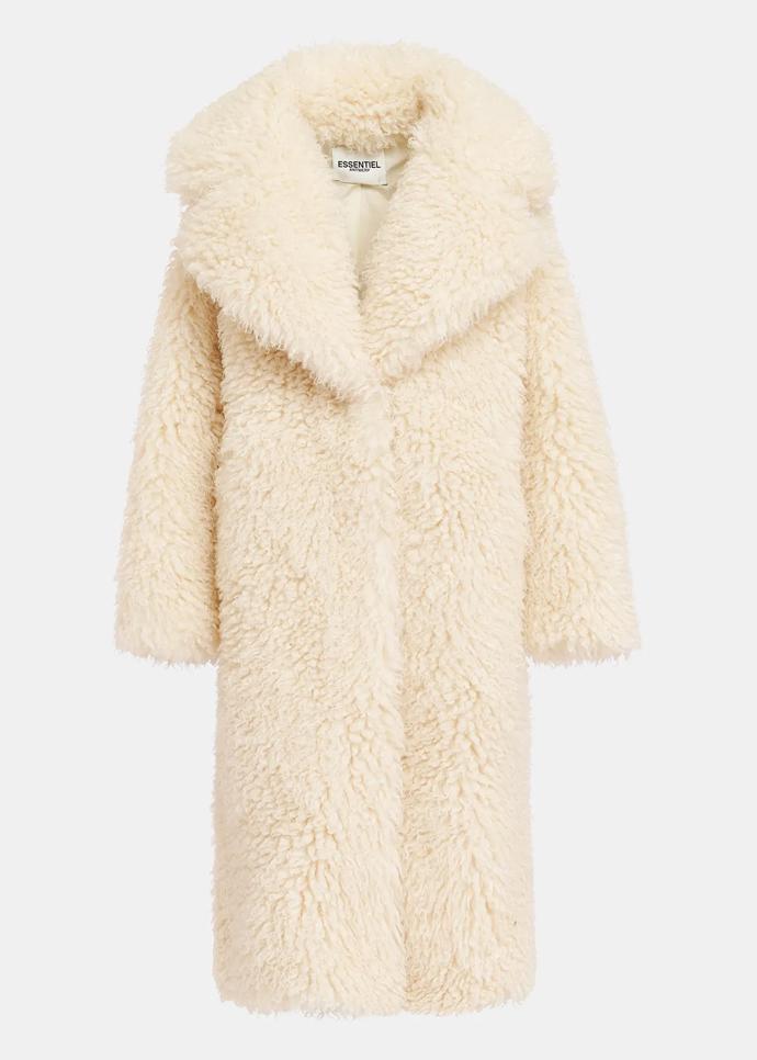  Ecru oversized faux shearling coat, Essentiel Antwerp, 565 eur