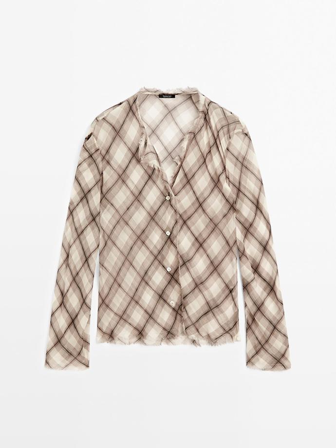 Kostkovaná košile s roztřepenými lemy, Massimo Dutti, 1 999 Kč