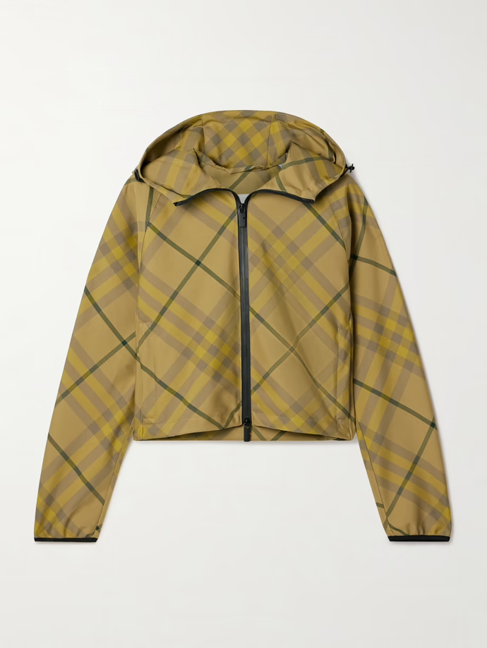 Krátká kostkovaná bunda s kapucí, Burberry, prodává Net-a-porter, 22 498 Kč