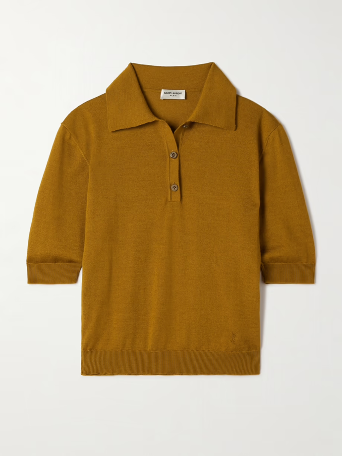 Vyšívané polokošile ze směsi vlny, kašmíru a hedvábí, Saint Laurent, prodává Net-a-porter, 23 624 Kč,