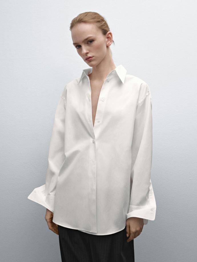 Bavlněná popelínová košile oversize, Massimo Dutti, 2 399 Kč