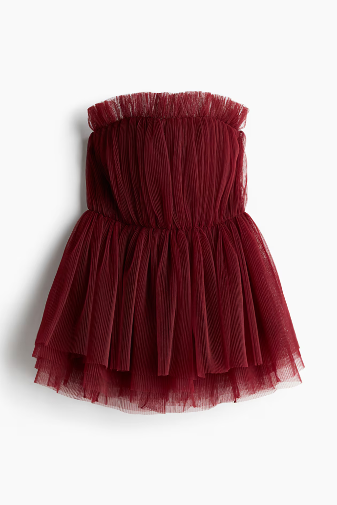Skládaný tylový top bandeau, H&M, 1 199 Kč