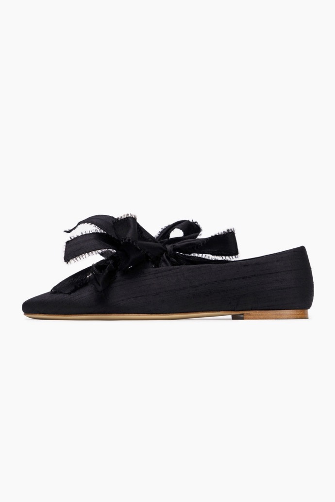  Mille-feuille Silk Flats with Bows in Black, Sleeper, 380 eur