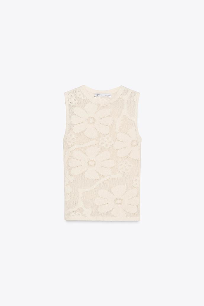 Texturovaný květinový top, Zara, 499 Kč
