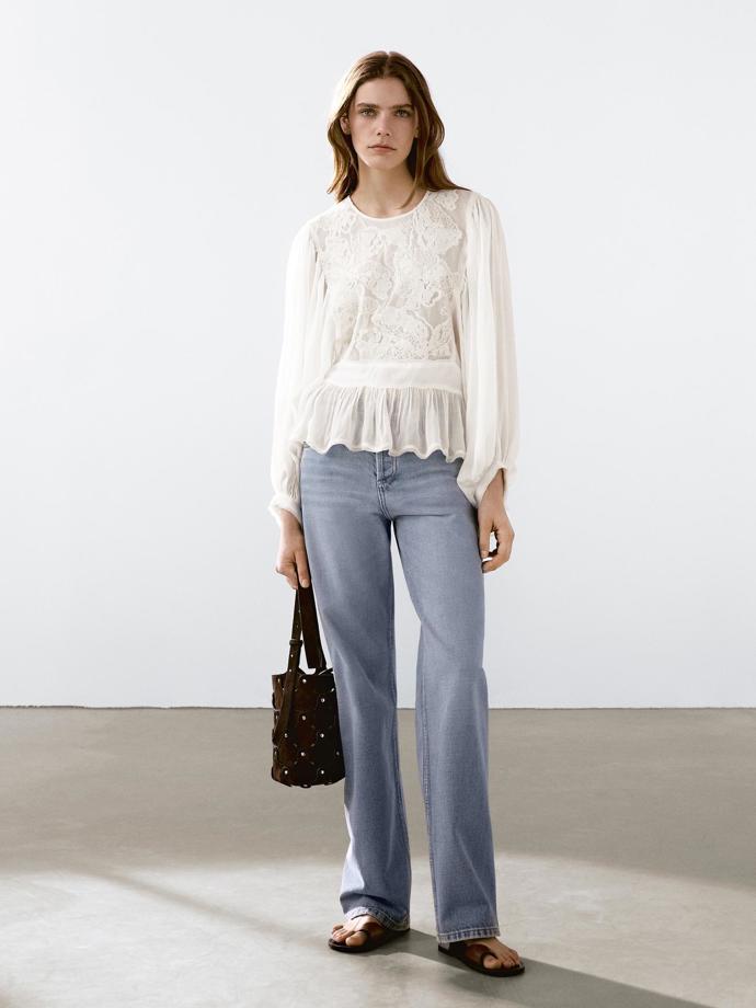Peplum košile s výšivkou, Massimo Dutti, 2 299 Kč 