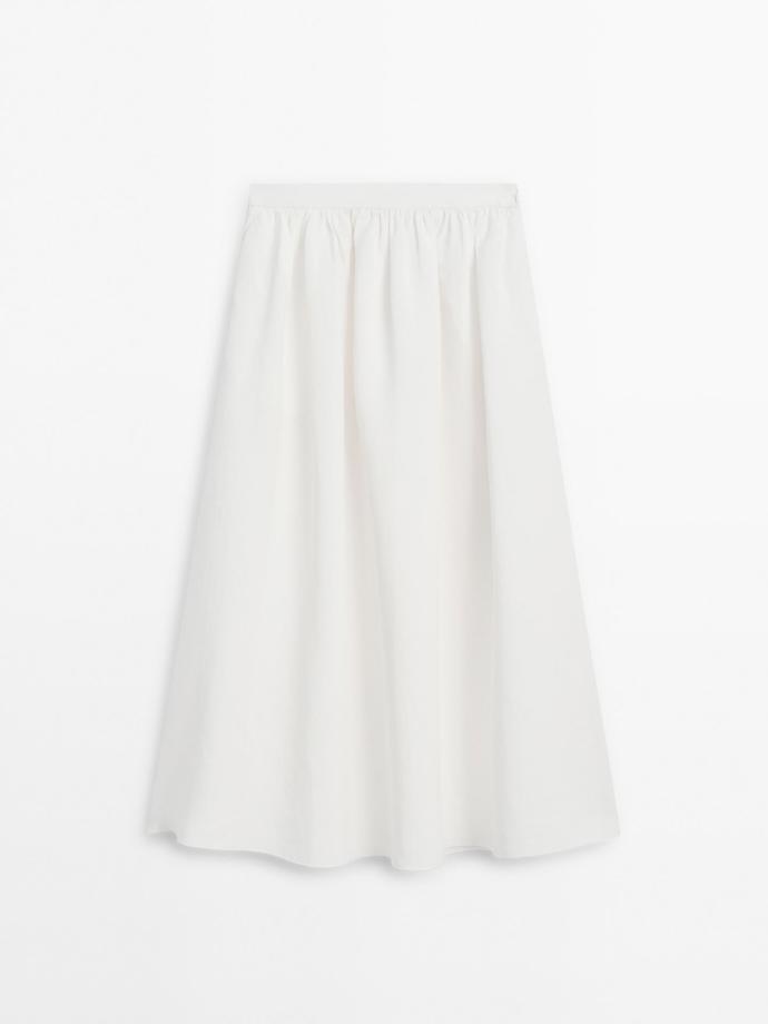 Kolová midi sukně ze lněné směsi, Massimo Dutti, 2 399 Kč