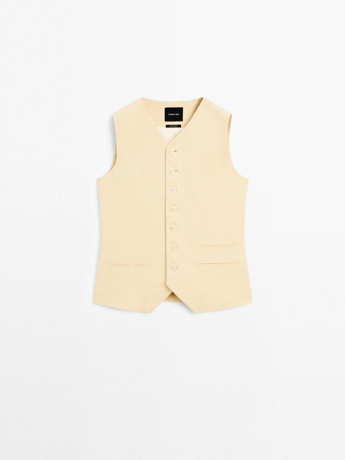 Kostýmová vesta ze lněné směsi, Massimo Dutti, 2 699 Kč
