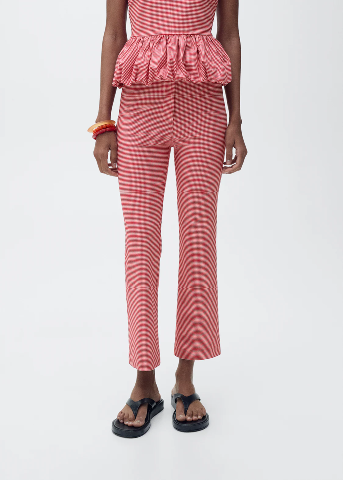 Gingham cropped kalhoty, Mango, 799 Kč